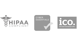 Compliant with HIPAA / DTAC inc. DCB 0129 (Clinical Safety Management), Cyber Essentials certified and registered with the UK ICO.