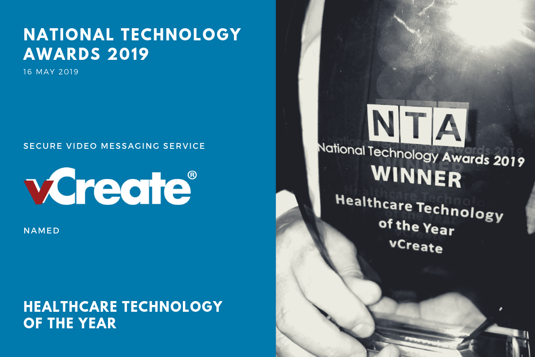 vCreate Wins Healthcare Technology of the Year at the National Technology Awards 2019