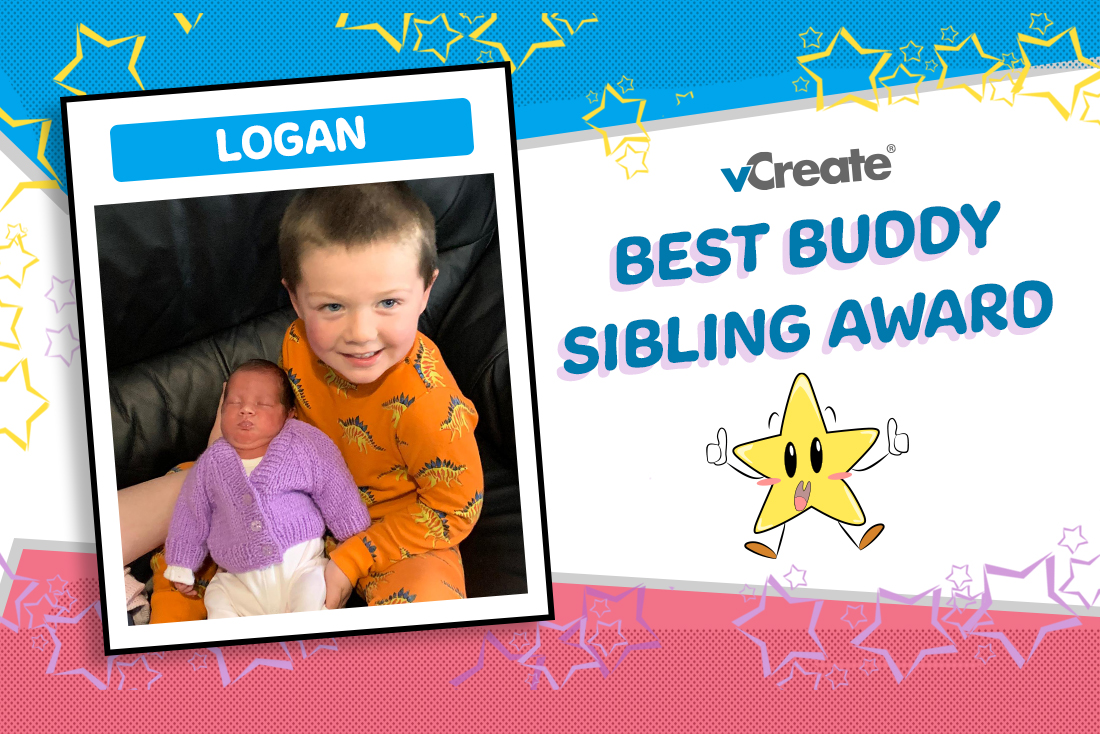 Logan's Mum, Taylor, has nominated her son for our Best Buddy Sibling Award!