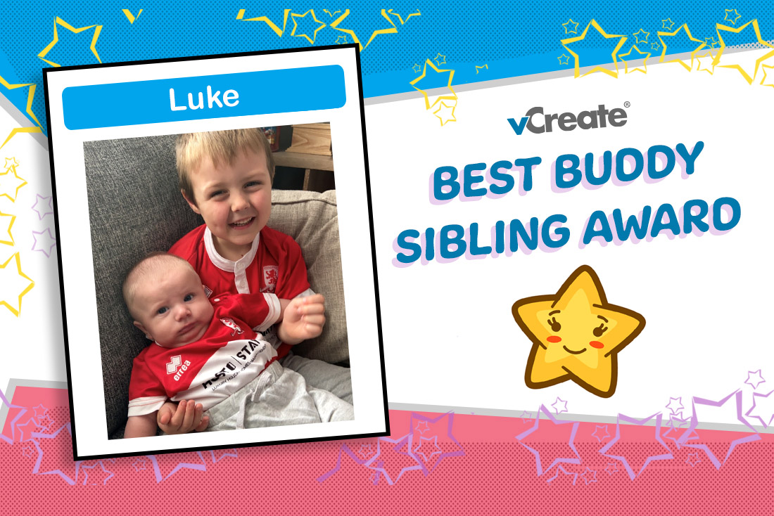 Luke is receiving our Best Buddy Sibling Award!