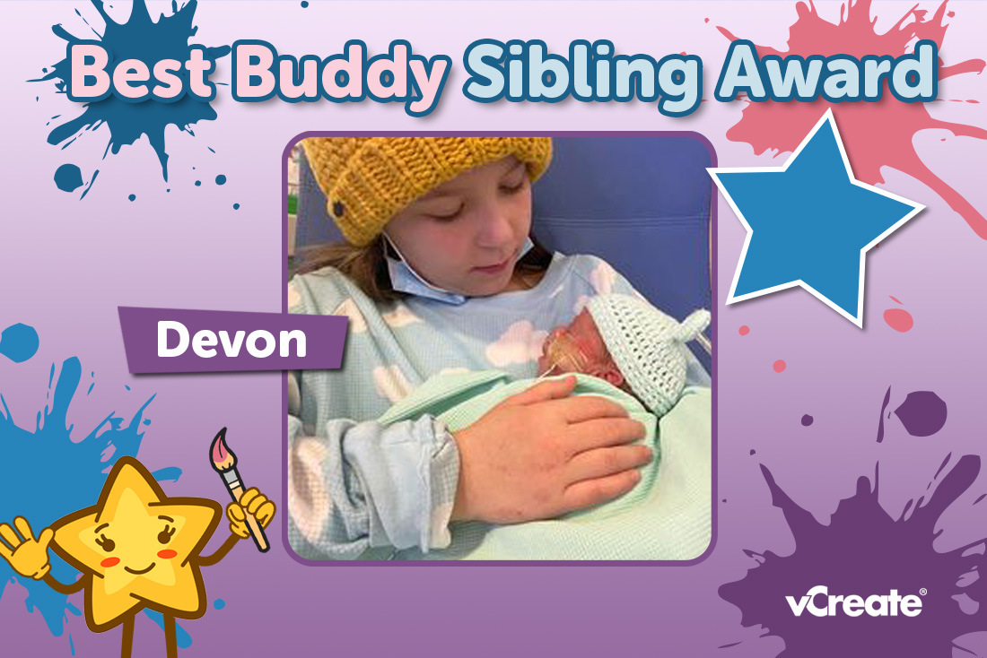 Devon is receiving our Best Buddy Sibling Award!
