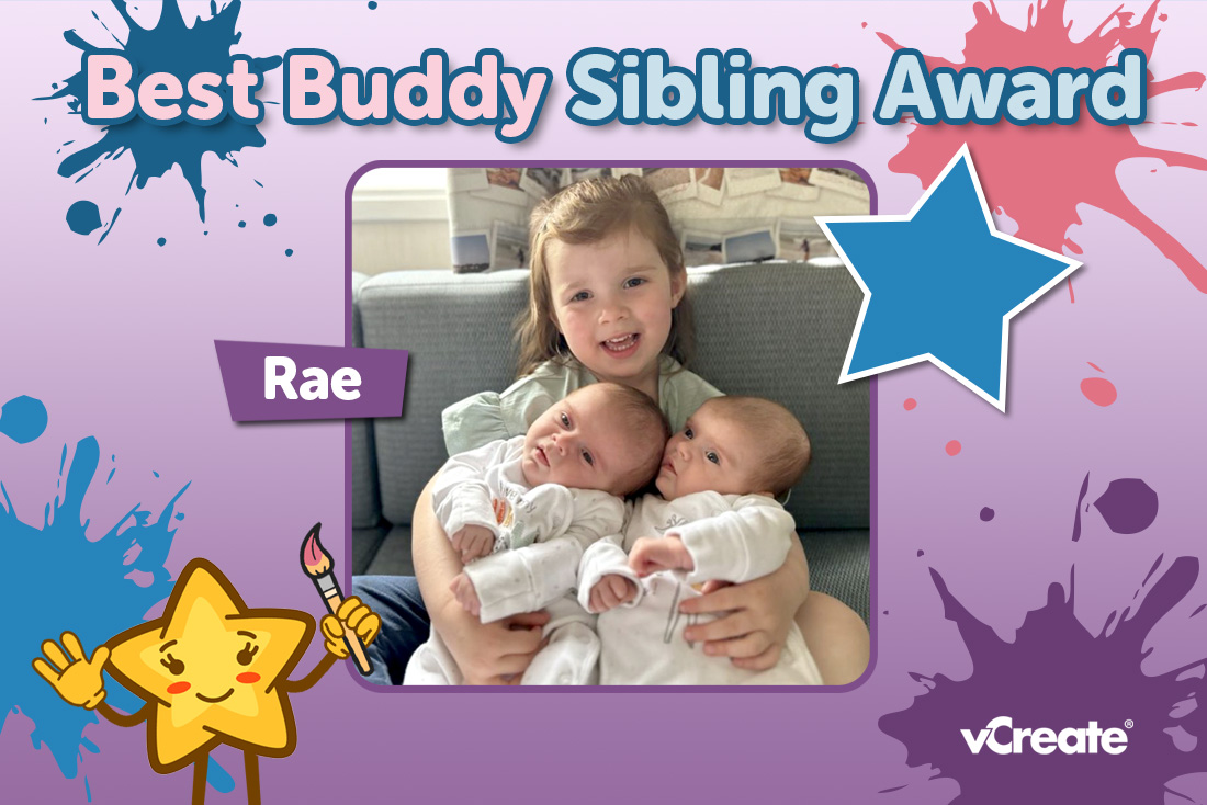 Rae is a super sister to twins, Elle and Mila!